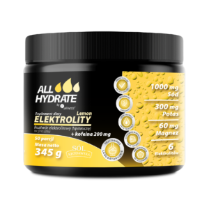 ALLHydrate, Elektrolity Lemon + Kofeina 200mg, 345g, 50 porcji