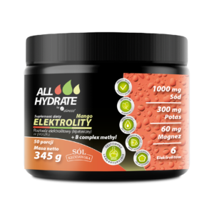 ALLHydrate, Elektrolity Mango + B complex methyl 345g, 50 porcji