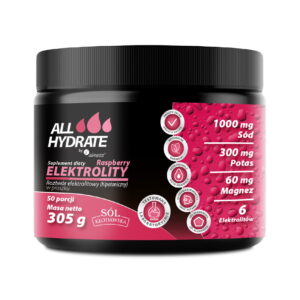 ALLHydrate, Elektrolity Raspberry 305g, 50 porcji